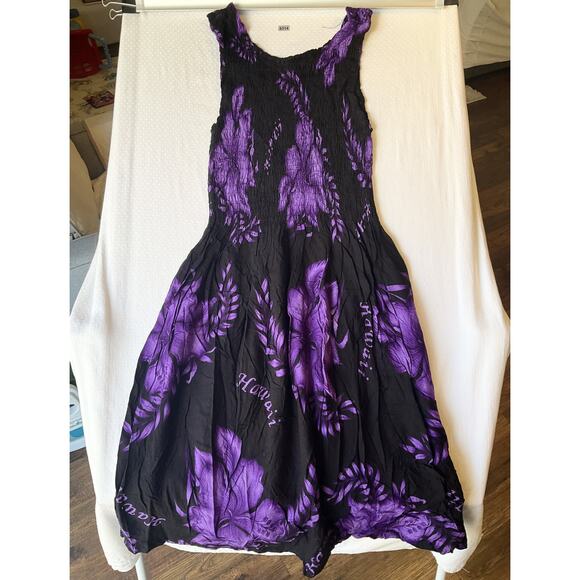 Unity Trading Women Dress ONE SIZE FITS ALL Purple Floral Sundress Hawaiian - Picture 8 of 8